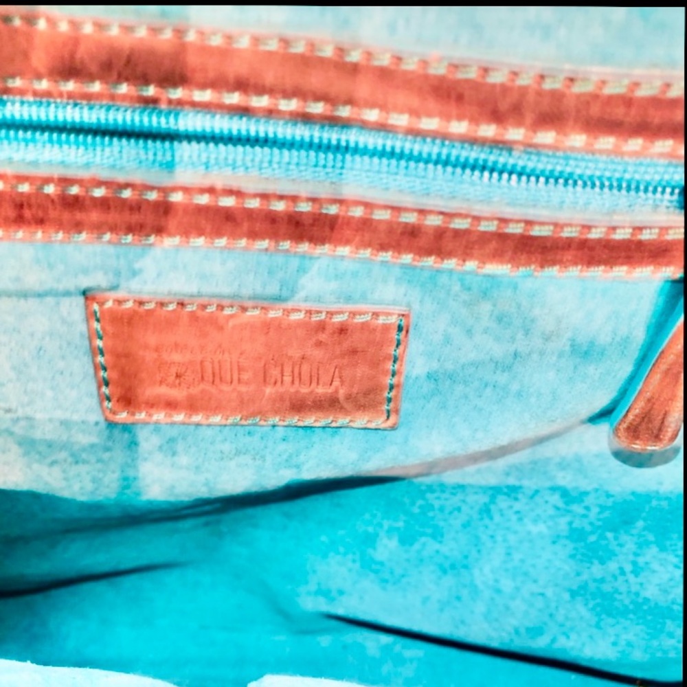 RUSTIC LEATHER BAG TOTE PURSE BUFFALO LEATHER🦬NEEDS A LITTLE REPAIR ~ SEE PHOTOS - Picture 3 of 4